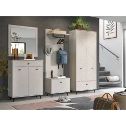 Hioshop Notes schoenenkast 2 deuren mat beige