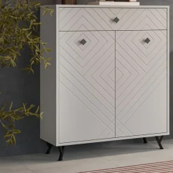 Hioshop Notes schoenenkast 2 deuren mat beige