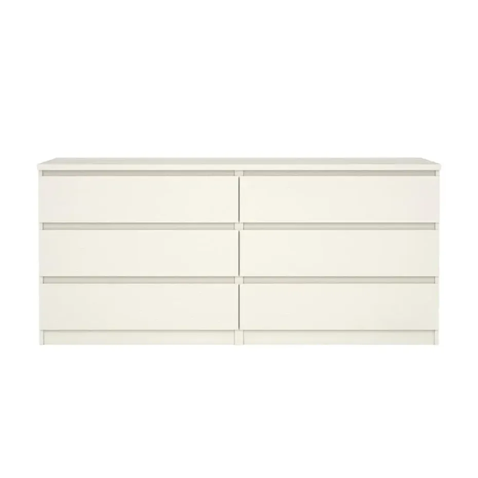 Hioshop Noulan commode 6 lades witte essenhout decor