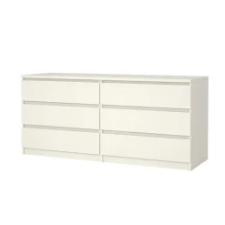 Hioshop Noulan commode 6 lades witte essenhout decor