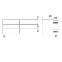 Hioshop Noulan commode 6 lades witte essenhout decor