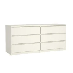 Hioshop Noulan commode 6 lades witte essenhout decor