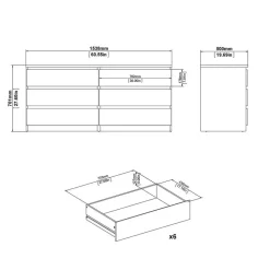 Hioshop Noulan commode 6 lades witte essenhout decor