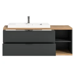 Hioshop Nuaro wastafel 2 lades grijs