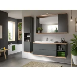 Hioshop Nuaro wastafel 2 lades grijs