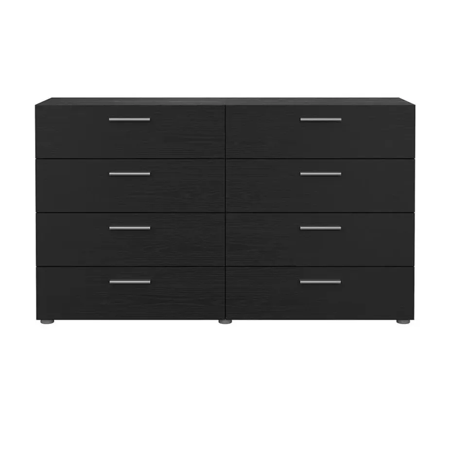 Hioshop Pepe kommode 8 lades zwarte structuur
