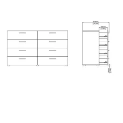 Hioshop Pepe kommode 8 lades zwarte structuur