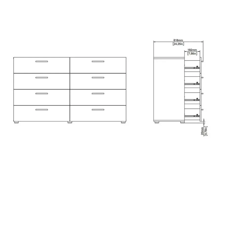 Hioshop Pepe kommode 8 lades zwarte structuur