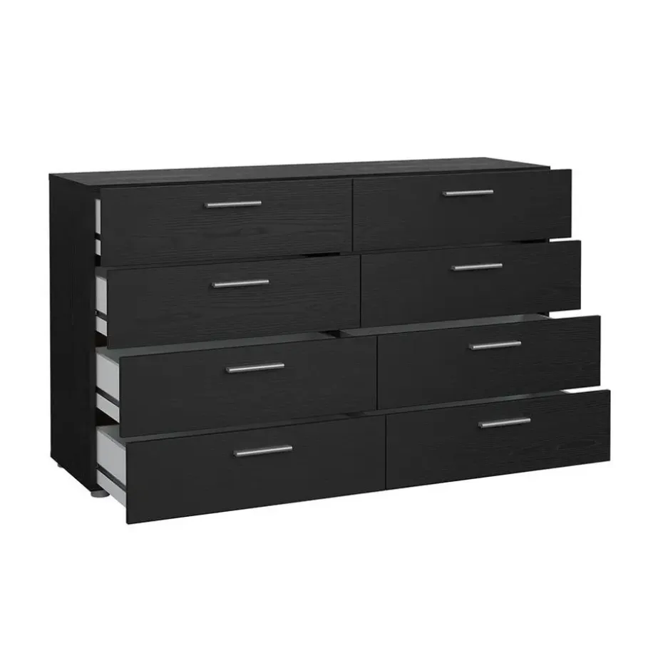 Hioshop Pepe kommode 8 lades zwarte structuur
