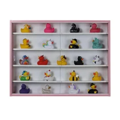 Hioshop Pinkruby vitrinekast vitrinekast- 2 schuifdeuren roze- wit