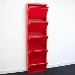 Hioshop Pisa schoenenkast rood metaal met 15 vakken