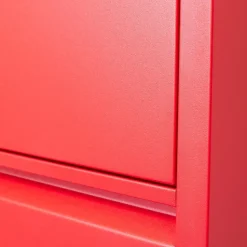 Hioshop Pisa schoenenkast rood metaal met 15 vakken