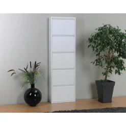 Hioshop Pisa schoenenkast wit metaal met 5 vakken