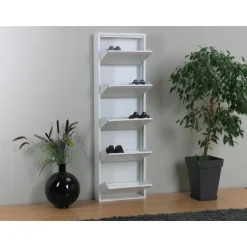 Hioshop Pisa schoenenkast wit metaal met 5 vakken