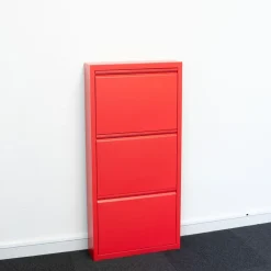 Hioshop Pisa schoenenkast rood metaal met 9 vakken