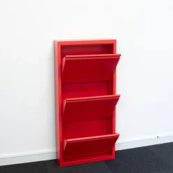 Hioshop Pisa schoenenkast rood metaal met 9 vakken