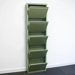 Hioshop Pisa schoenenkast groen metaal met 10 vakken
