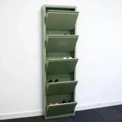 Hioshop Pisa schoenenkast groen metaal met 10 vakken