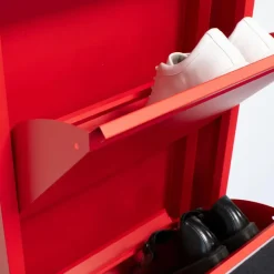 Hioshop Pisa schoenenkast rood metaal met 5 vakken