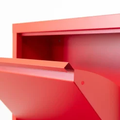Hioshop Pisa schoenenkast rood metaal met 5 vakken