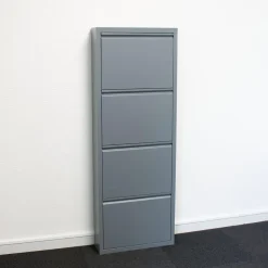 Hioshop Pisa schoenenkast grijs metaal met 12 vakken