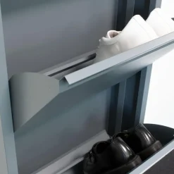 Hioshop Pisa schoenenkast grijs metaal met 5 vakken