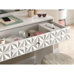Hioshop Prisma kaptafel 1 lade 1 spiegel wit