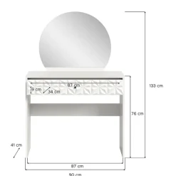 Hioshop Prisma kaptafel 1 lade 1 spiegel wit