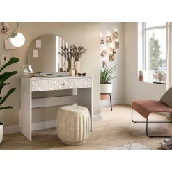 Hioshop Prisma kaptafel 1 lade 1 spiegel wit