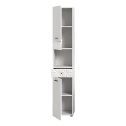 Hioshop Prisma kolomkast 2 deuren- 1 lade- 1 plank wit