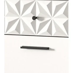 Hioshop Prisma schoenenkast 2 schuifdeuren- 1 vouwdeur- 2 lades- 1 plank wit