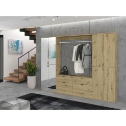 Hioshop ProjektX kledingkast 4 deuren eiken decor