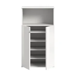 Hioshop ProjektX schoenenkast 2 deuren 1 vak wit hoogglans