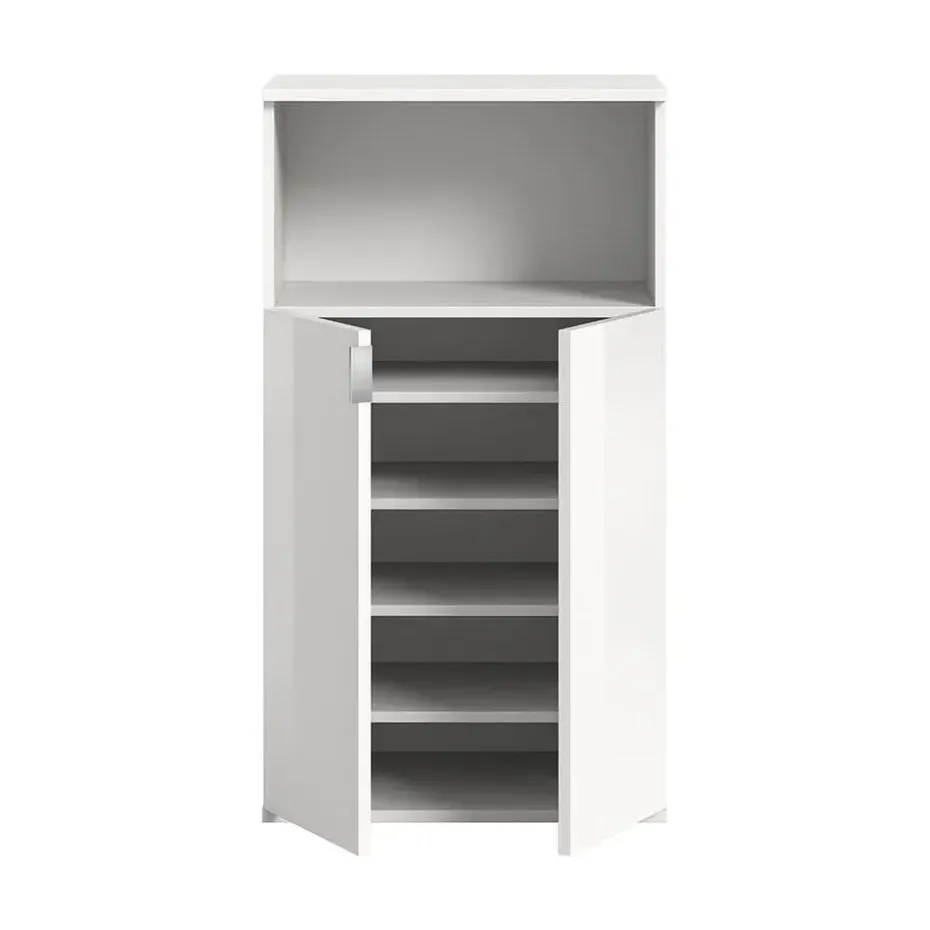 Hioshop ProjektX schoenenkast 2 deuren 1 vak wit hoogglans