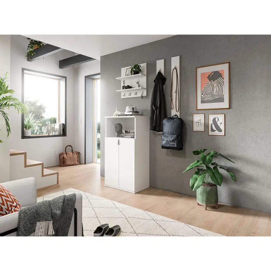 Hioshop ProjektX schoenenkast 2 deuren 1 vak wit hoogglans