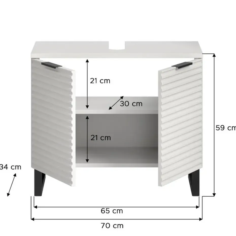 Hioshop Riff wastafel 2 deuren wit