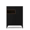 Hioshop Ringe dressoir 2 deuren- 1 lade en 1 vak zwart en walnoot decor