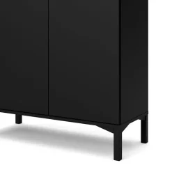 Hioshop Ringe dressoir 2 deuren- 1 lade en 1 vak zwart en walnoot decor