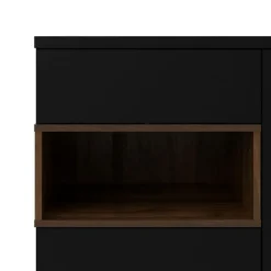 Hioshop Ringe dressoir 2 deuren- 1 lade en 1 vak zwart en walnoot decor