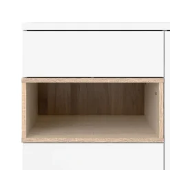 Hioshop Ringe dressoir 2 deuren- 1 lade en 1 vak wit en eiken decor