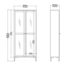 Hioshop Roma vitrinekast 2 deuren wit