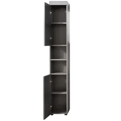 Hioshop RunnerMoon kolomkast 2 deuren- 2 open vakken rookzilver