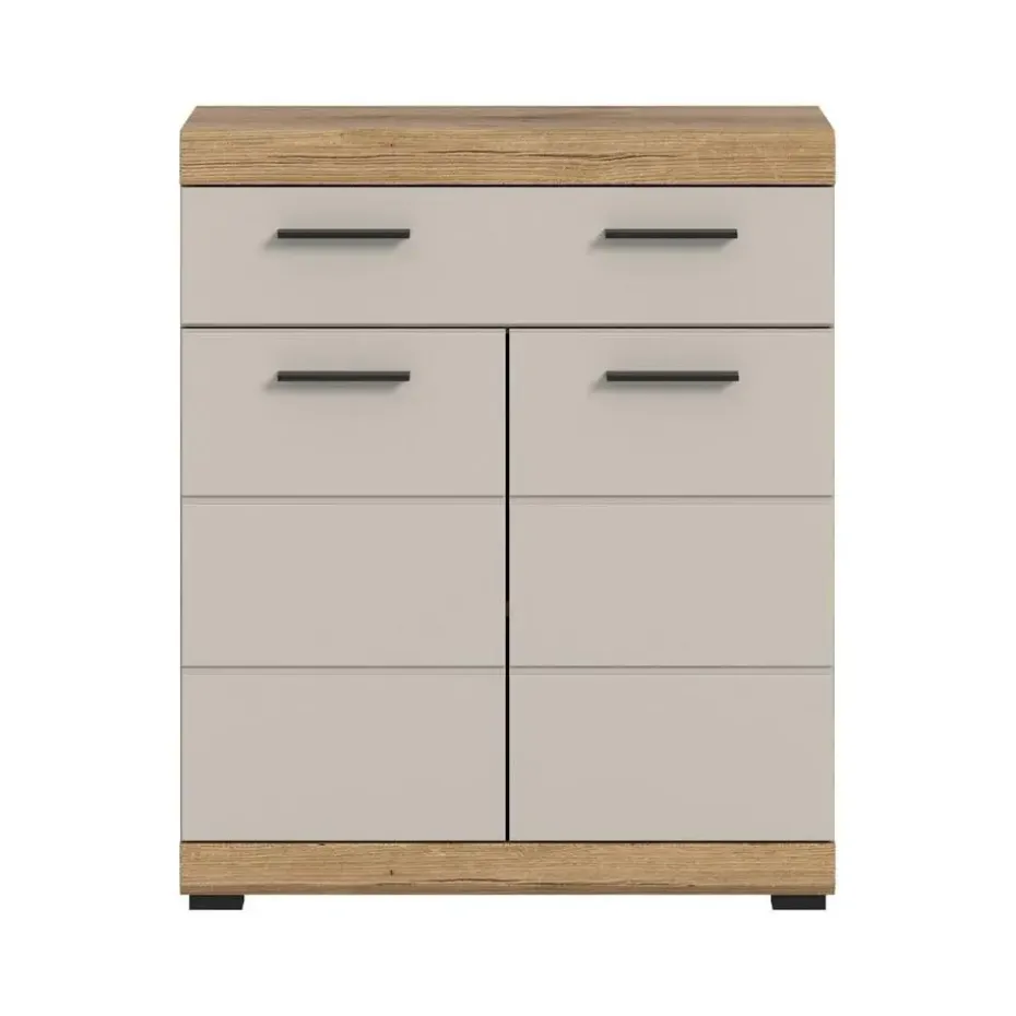 Hioshop Scout badkamerkast 2 deuren- 1 lade kasjmier decor mat- eiken decor