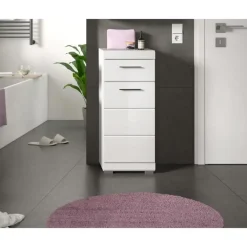 Hioshop Scout badkamerkast 1 deur- 1 lade wit hoogglans- wit