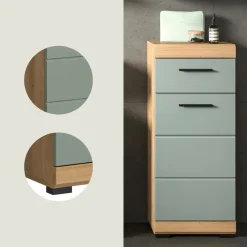 Hioshop Scout badkamerkast 1 deur- 1 lade salvie decor- eiken decor