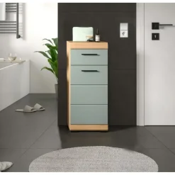 Hioshop Scout badkamerkast 1 deur- 1 lade salvie decor- eiken decor