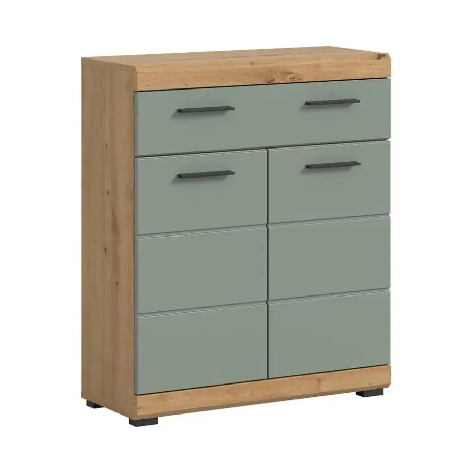 Hioshop Scout badkamerkast 2 deuren- 1 lade salvie decor- eiken decor