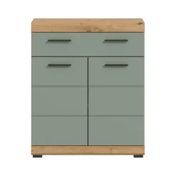 Hioshop Scout badkamerkast 2 deuren- 1 lade salvie decor- eiken decor