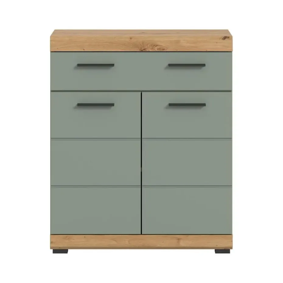 Hioshop Scout badkamerkast 2 deuren- 1 lade salvie decor- eiken decor