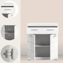 Hioshop Scout badkamerkast 2 deuren- 1 lade wit hoogglans- wit